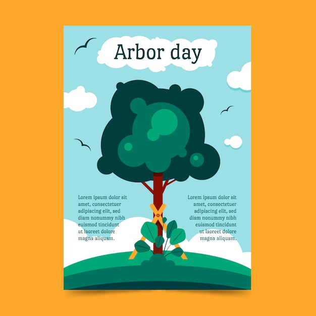 Flat arbor day vertical poster template