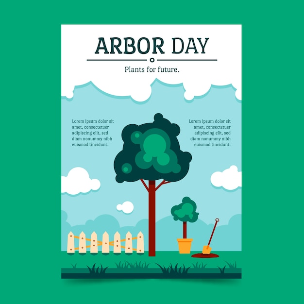 Flat arbor day vertical poster template