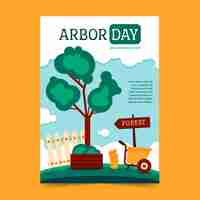 Free vector flat arbor day vertical poster template