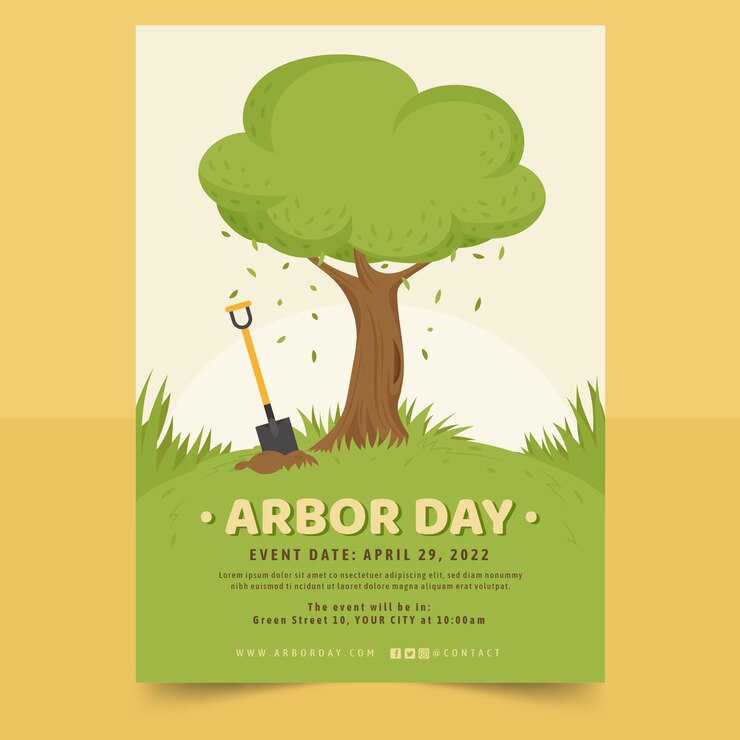 Free Vector flat arbor day vertical poster template
