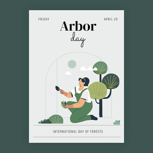 Free vector flat arbor day vertical poster template