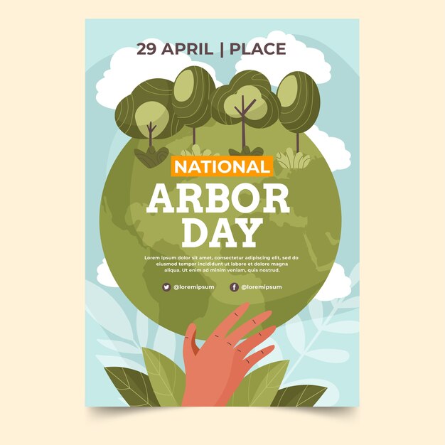 Free vector flat arbor day vertical poster template