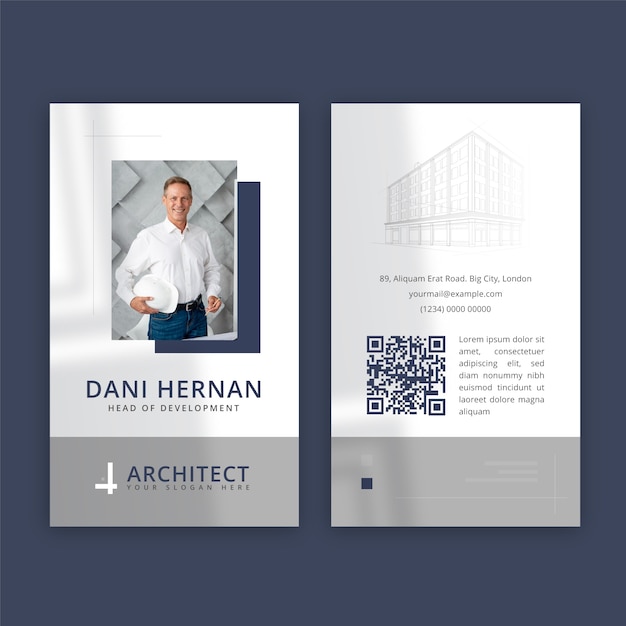 Free vector flat architect service id card template