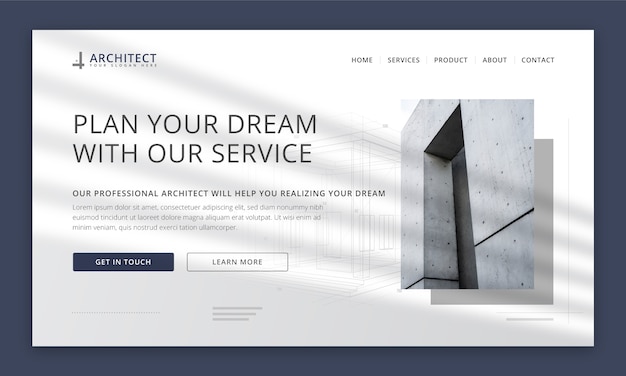 Free vector flat architect service landing page template