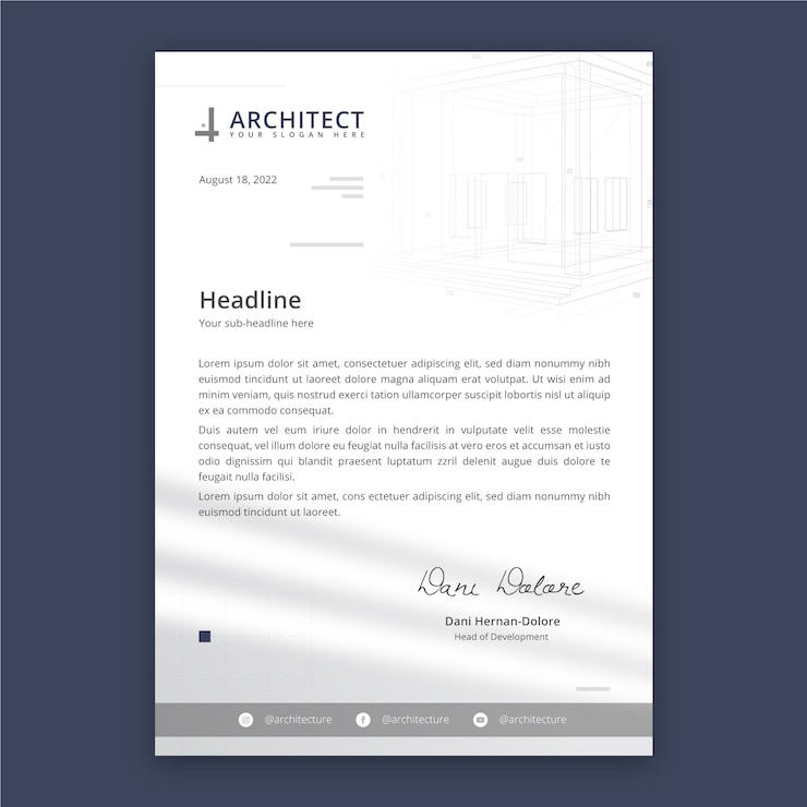 Free Vector flat architect service letterhead template