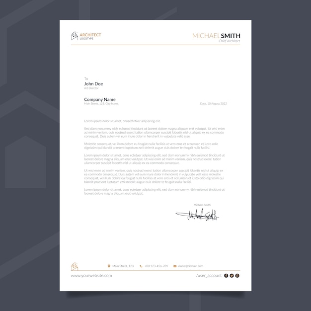 Flat architect service letterhead template