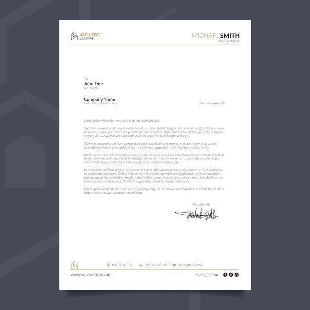 Flat architect service letterhead template