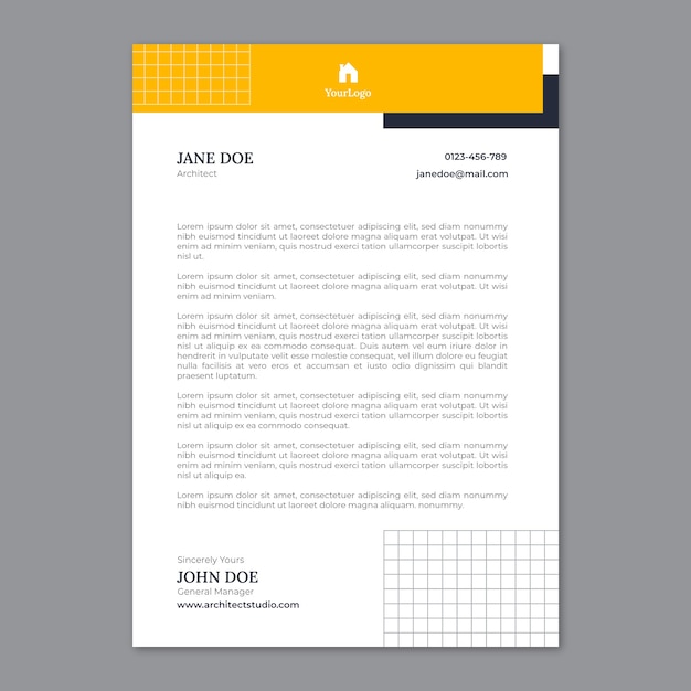 Free vector flat architect service letterhead template