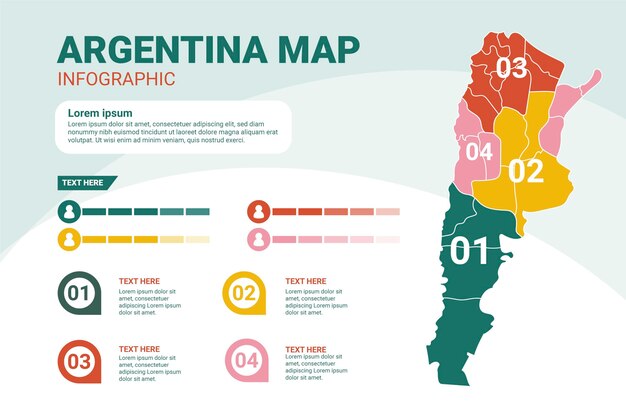 Плоская карта аргентины инфографики