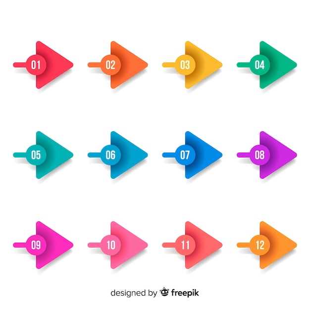 Free vector flat arrow bullet point collection