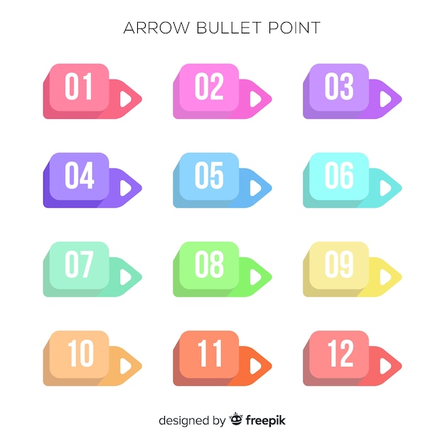 Free vector flat arrow bullet point collection