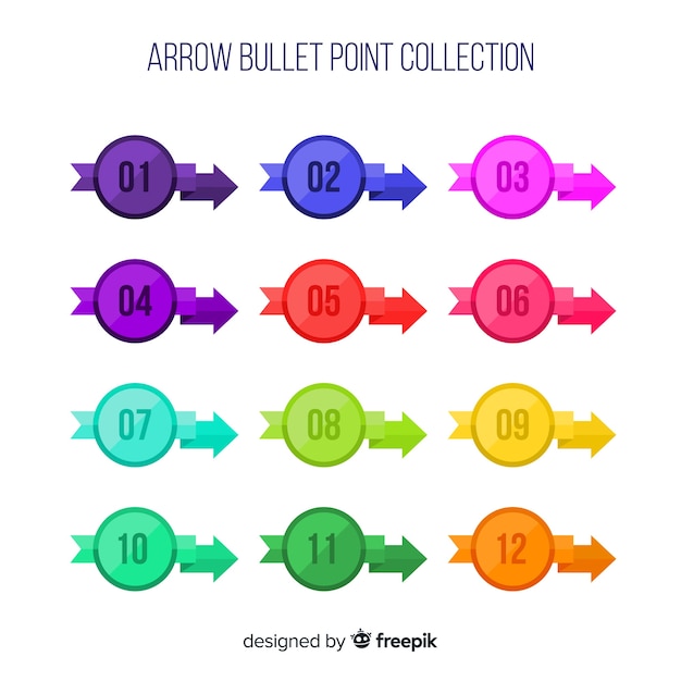 Free vector flat arrow bullet point collection