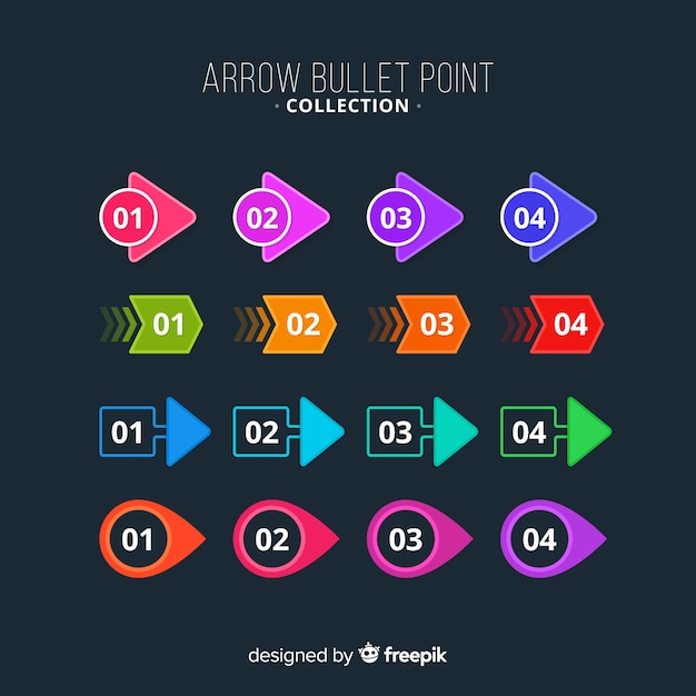 Flat Arrow Bullet Point Collection