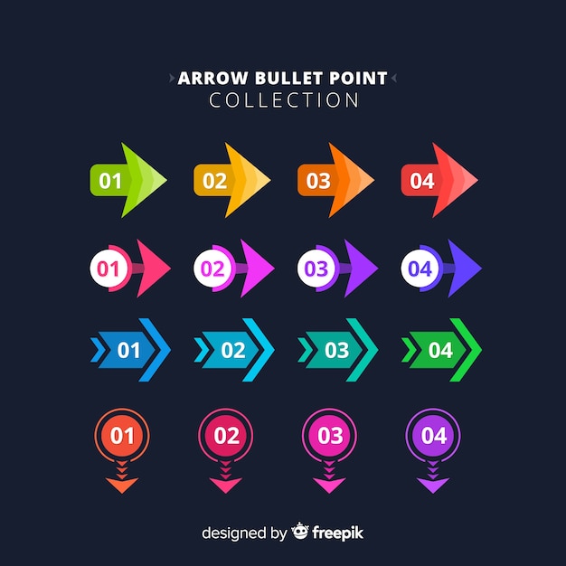 Flat arrow bullet point collection