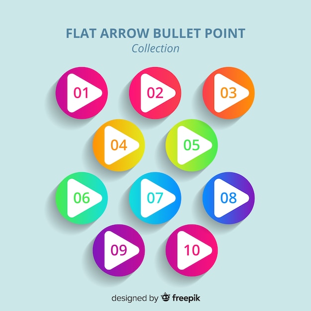 Free vector flat arrow bullet point collection