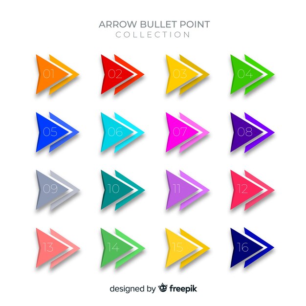 Flat arrow bullet point collection