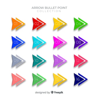 Flat arrow bullet point collection