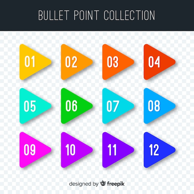 Flat arrow bullet point collection