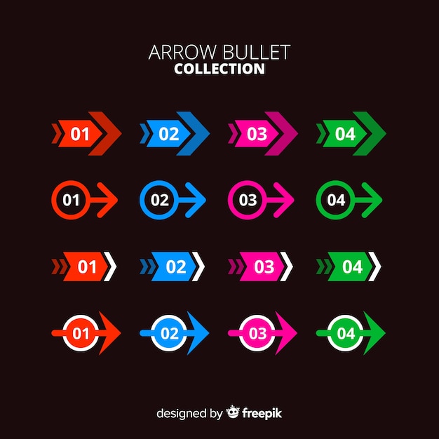 Flat arrow bullet point collection