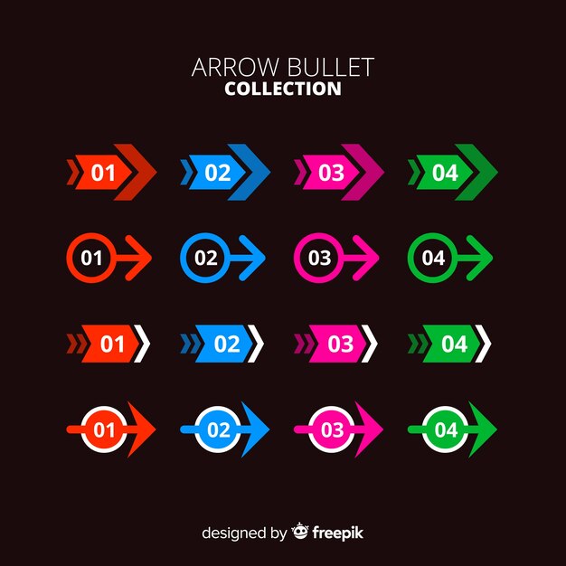 Flat arrow bullet point collection