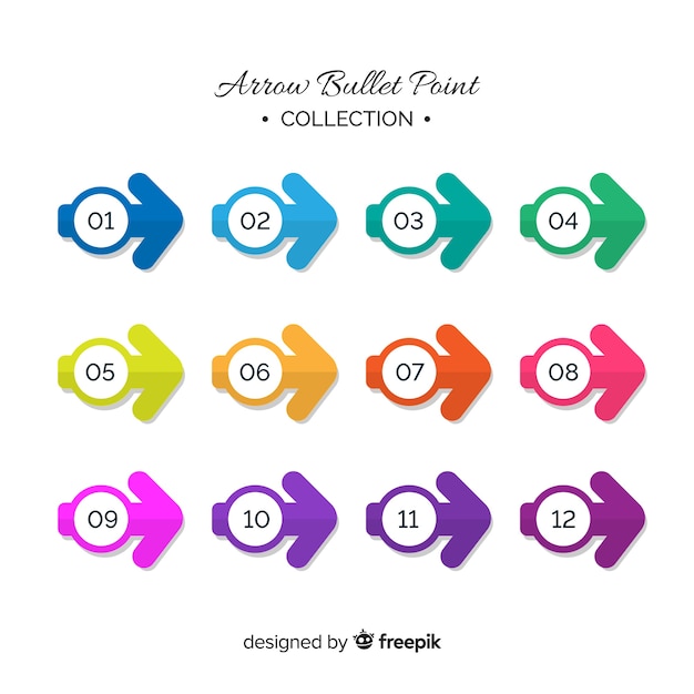 Free vector flat arrow bullet point collection