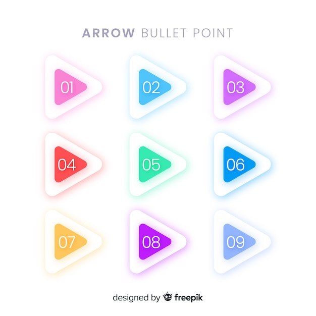 Flat arrow bullet point collection