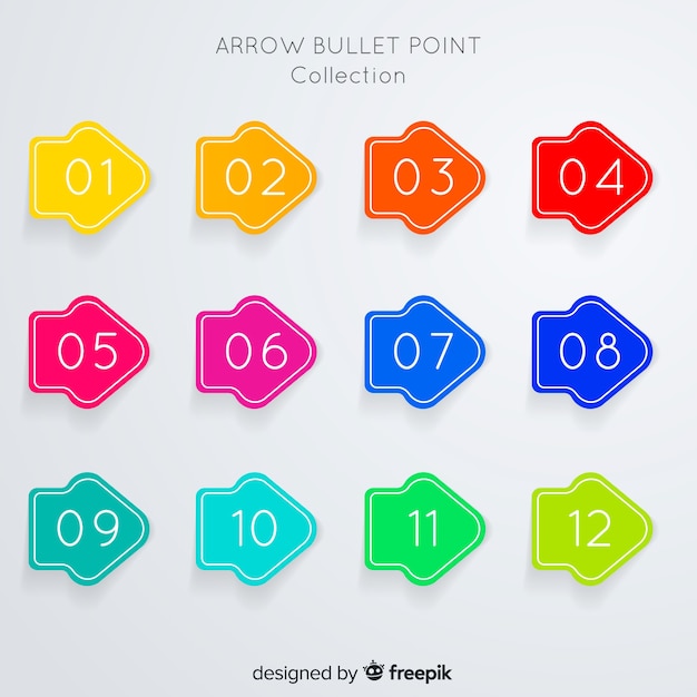 Flat arrow bullet point collection