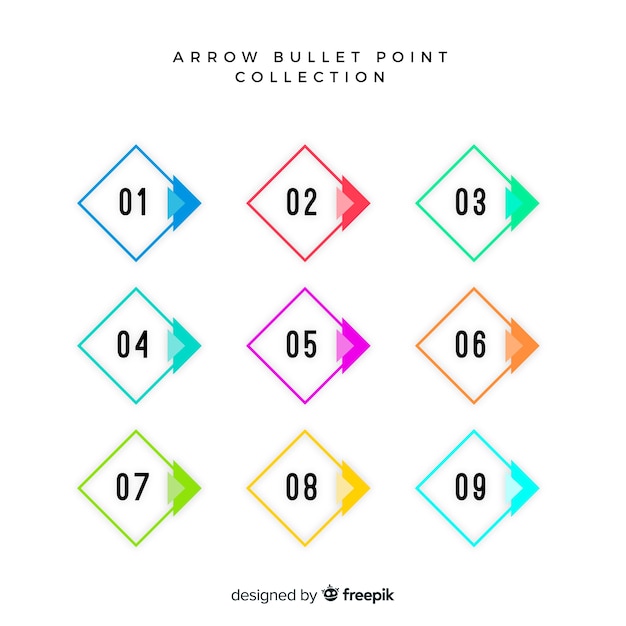 Free vector flat arrow bullet point collection