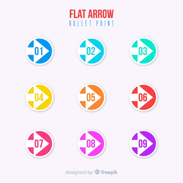 Flat arrow bullet point collection