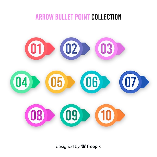 Flat arrow bullet point collection