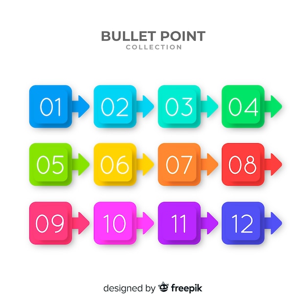 Free vector flat arrow bullet point collection