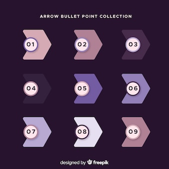 Flat arrow bullet point collection