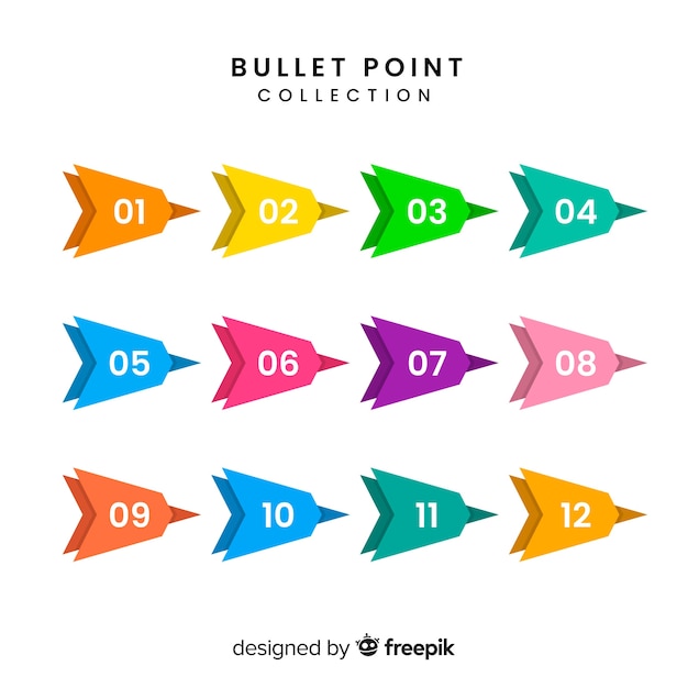 Free vector flat arrow bullet point collection