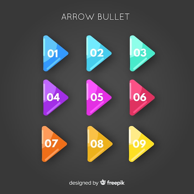 Flat arrow bullet point collection