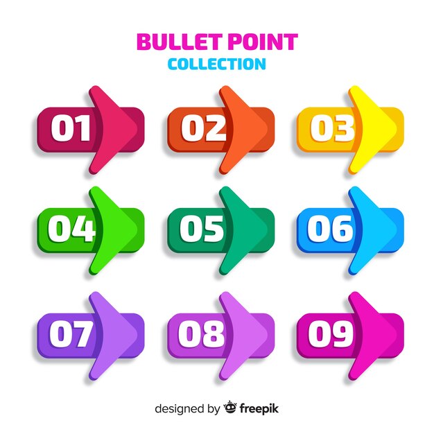 Flat arrow bullet point collection