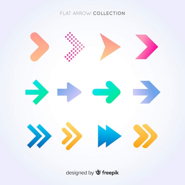 Flat arrow collection Premium Vector