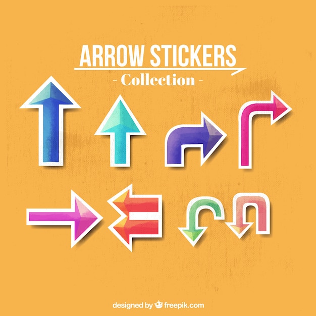 Free vector flat arrow sticker collection