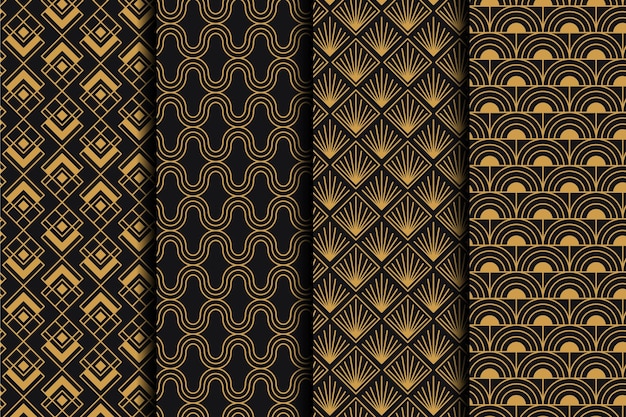 Free vector flat art deco pattern collection