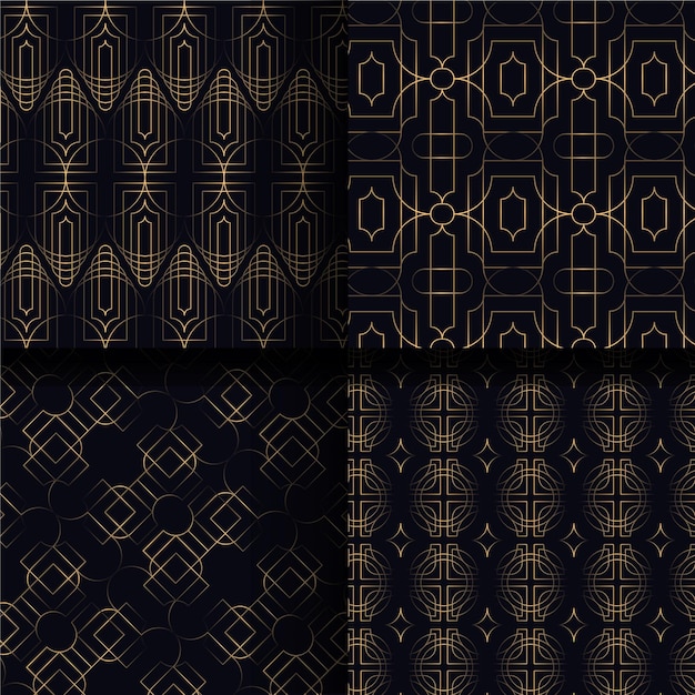 Flat art deco pattern collection