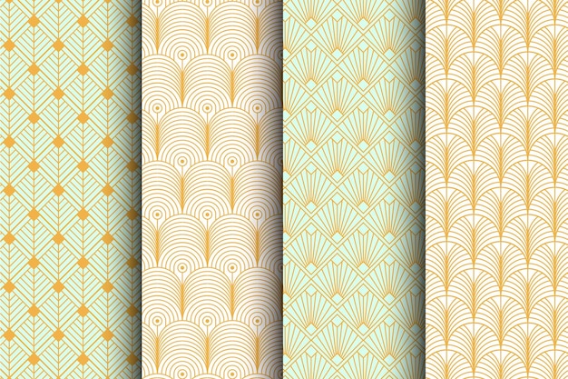 Flat art deco pattern collection