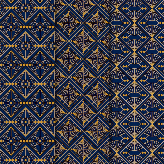 Flat art deco pattern collection