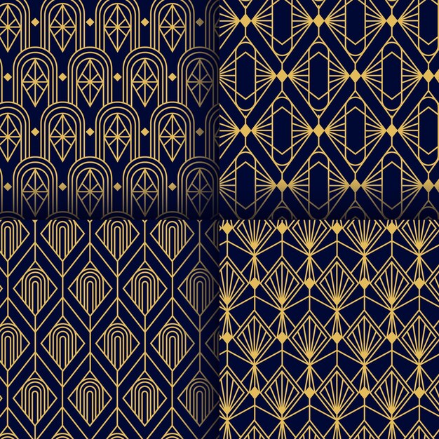 Flat art deco pattern collection
