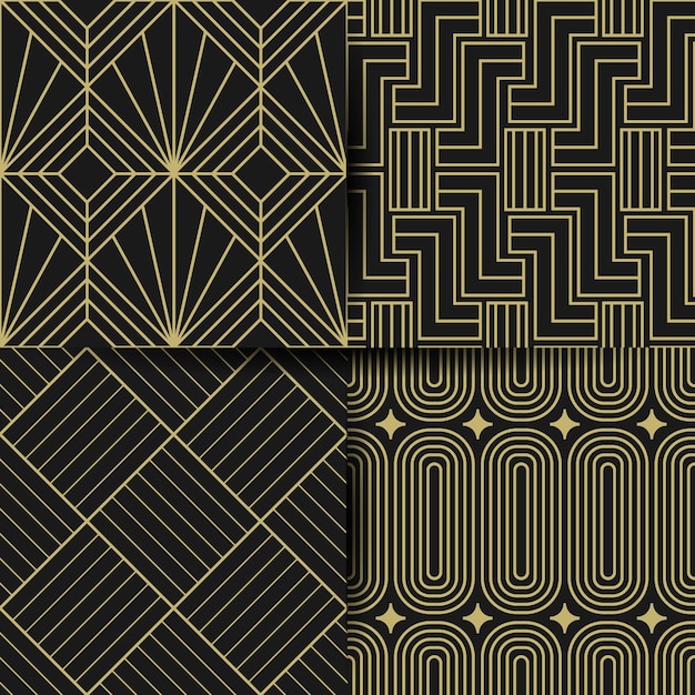 Flat art deco pattern collection