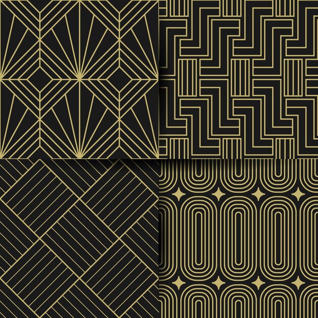 Flat art deco pattern collection