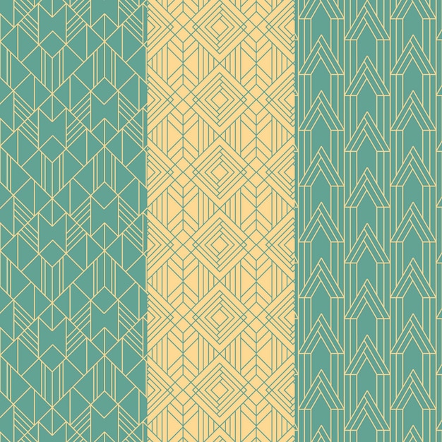 Flat art deco pattern collection