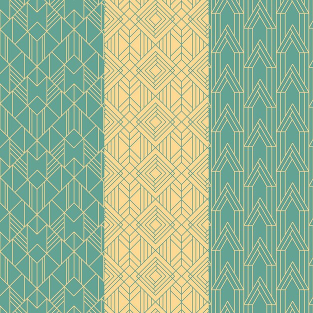 Flat art deco pattern collection