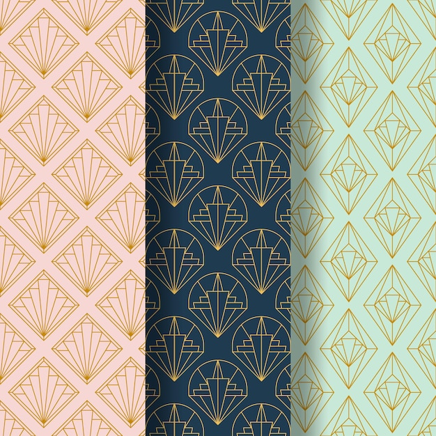 Flat art deco pattern collection