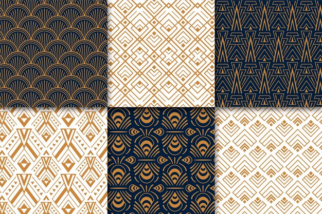 Flat art deco pattern collection