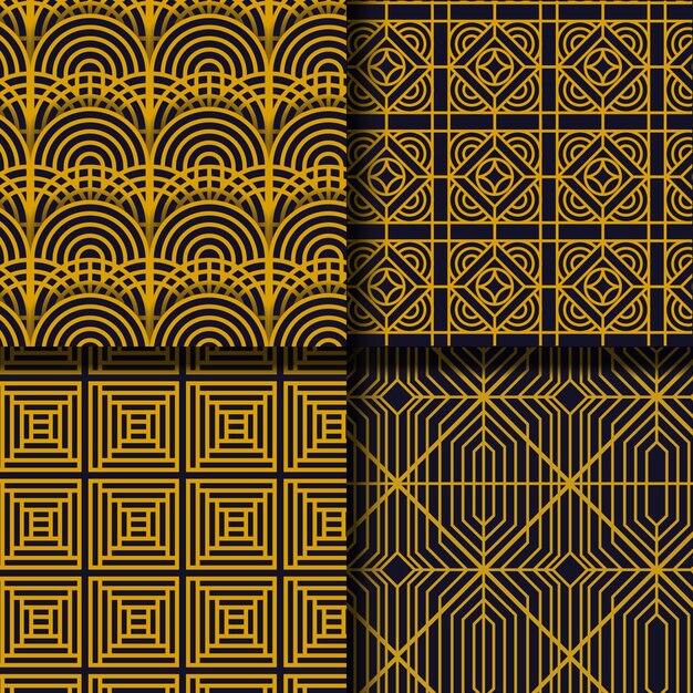 Flat art deco pattern collection