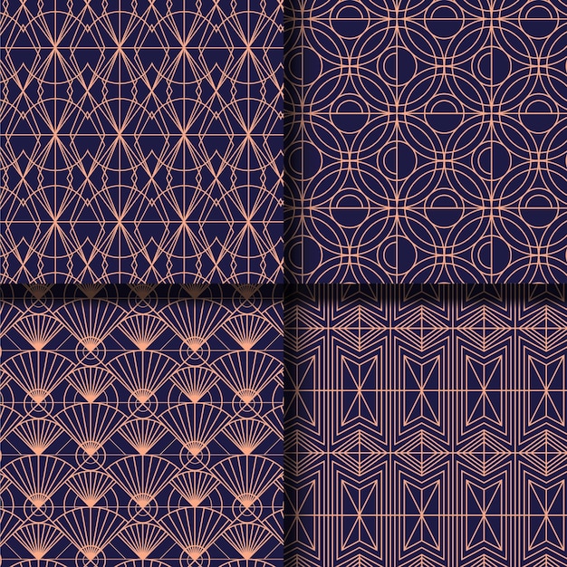 Flat art deco pattern collection